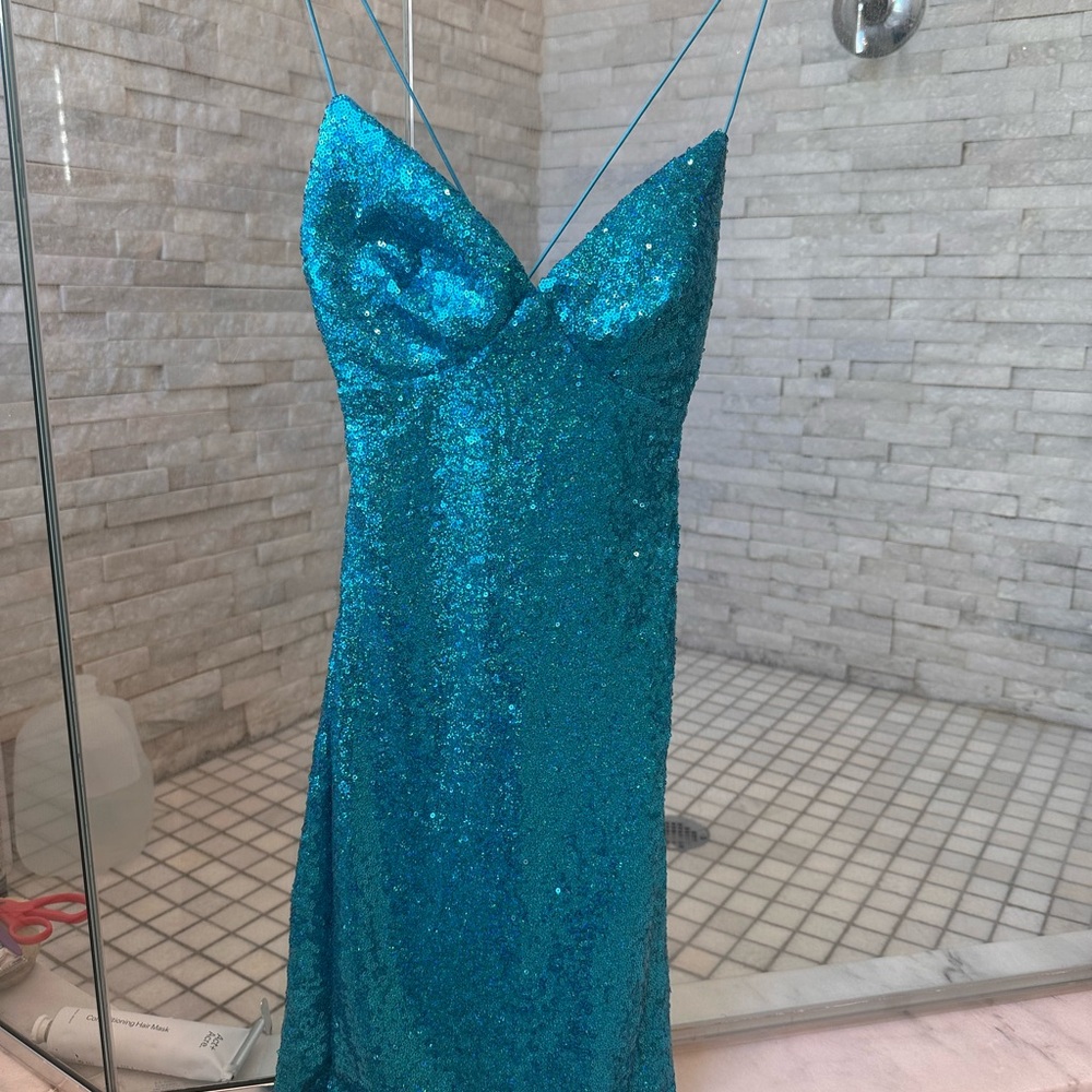 Sparkling Teal Sequin Dress